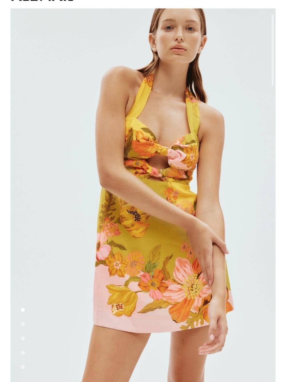 Alemais Yellow and Pink Floral Mini Dress